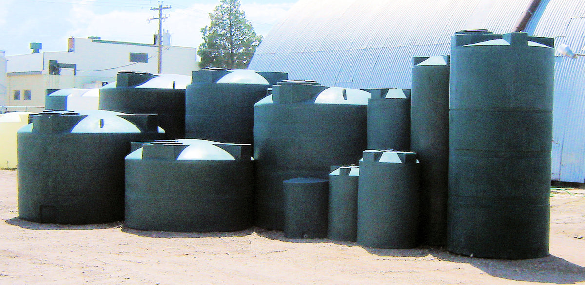 3000 Gallon Vertical Water Harvesting, Water Storage Poly Storage Tank. Available in Dark Green, Dark Blue and Black